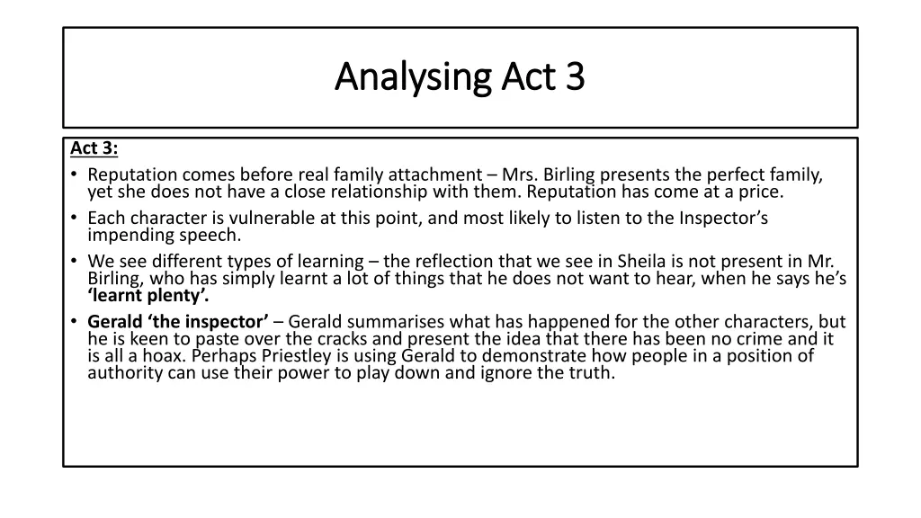 analysing act 3 analysing act 3