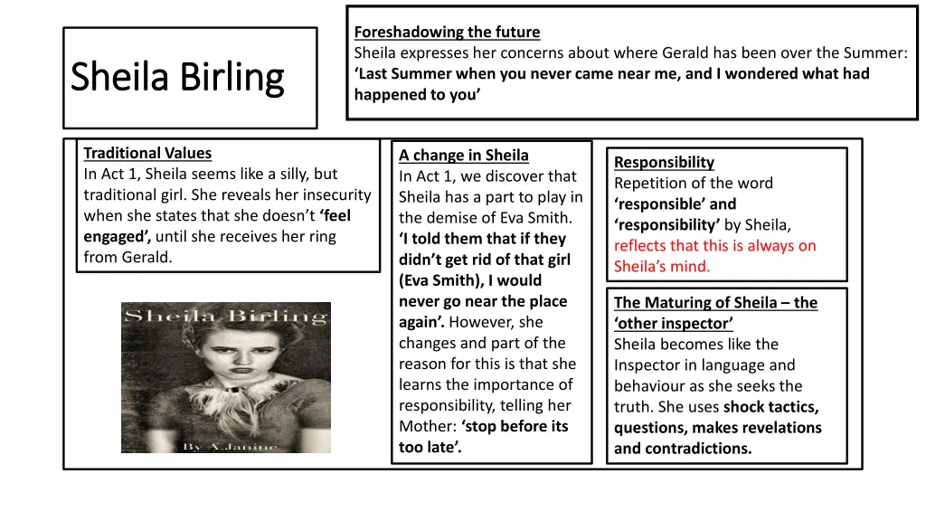 foreshadowing the future sheila expresses