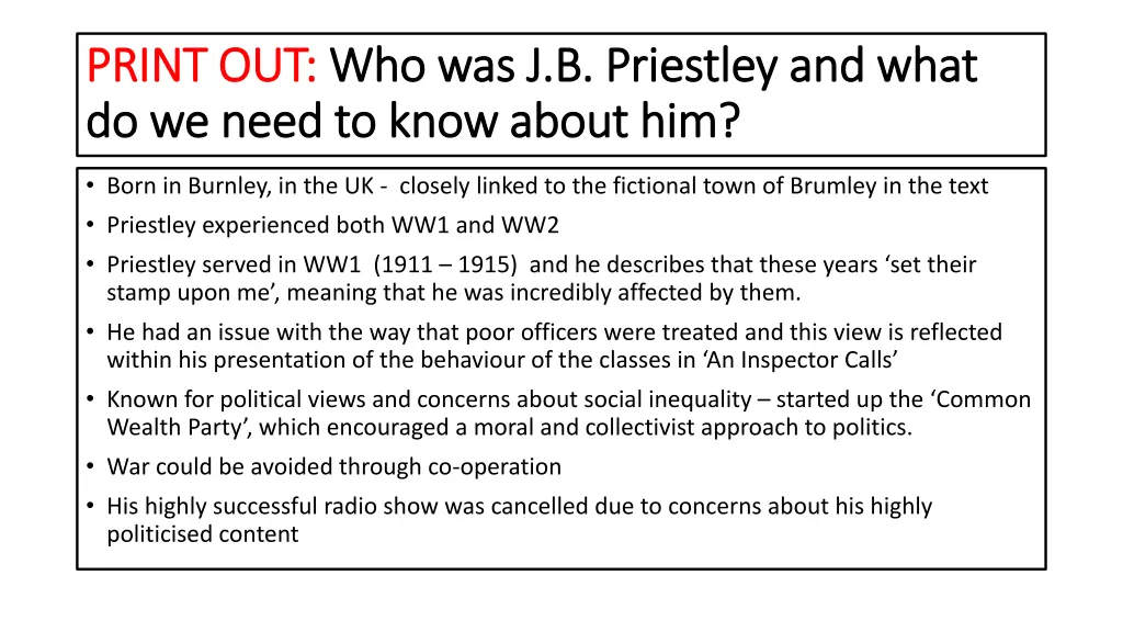 print out print out who was j b priestley