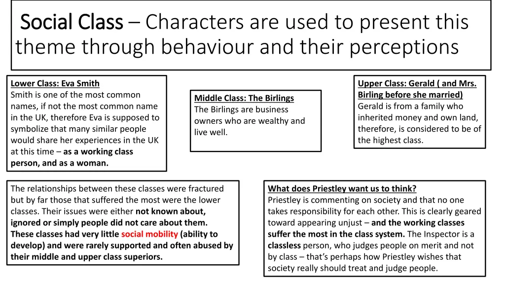 social class social class characters are used