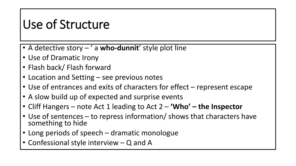 use of structure use of structure