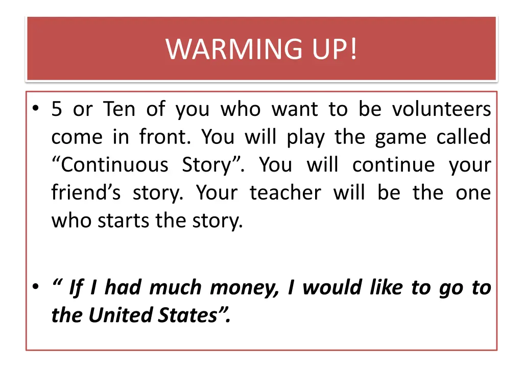warming up