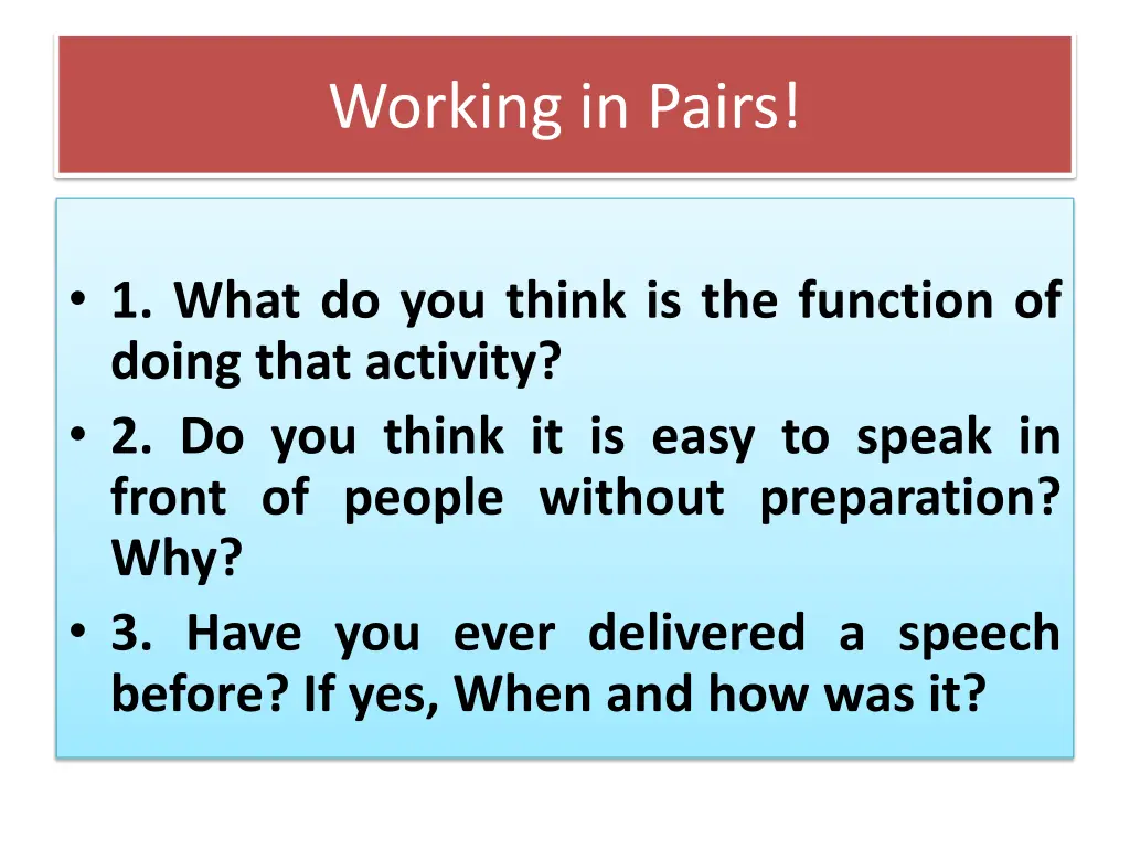 working in pairs