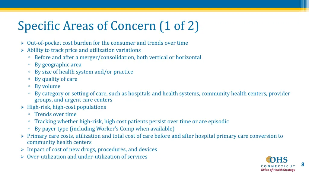 specific areas of concern 1 of 2