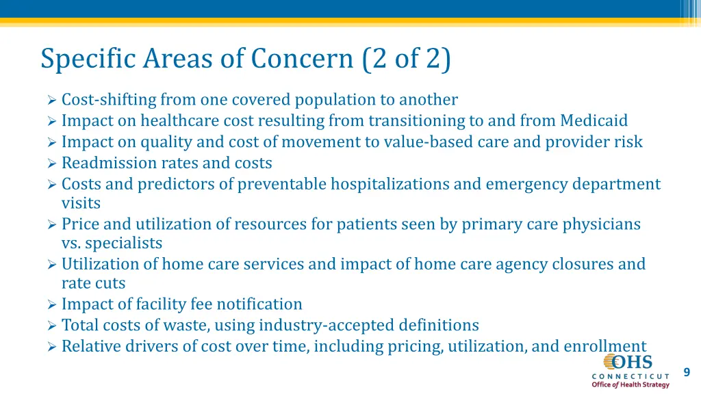 specific areas of concern 2 of 2