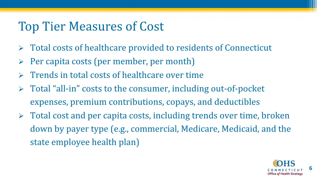 top tier measures of cost