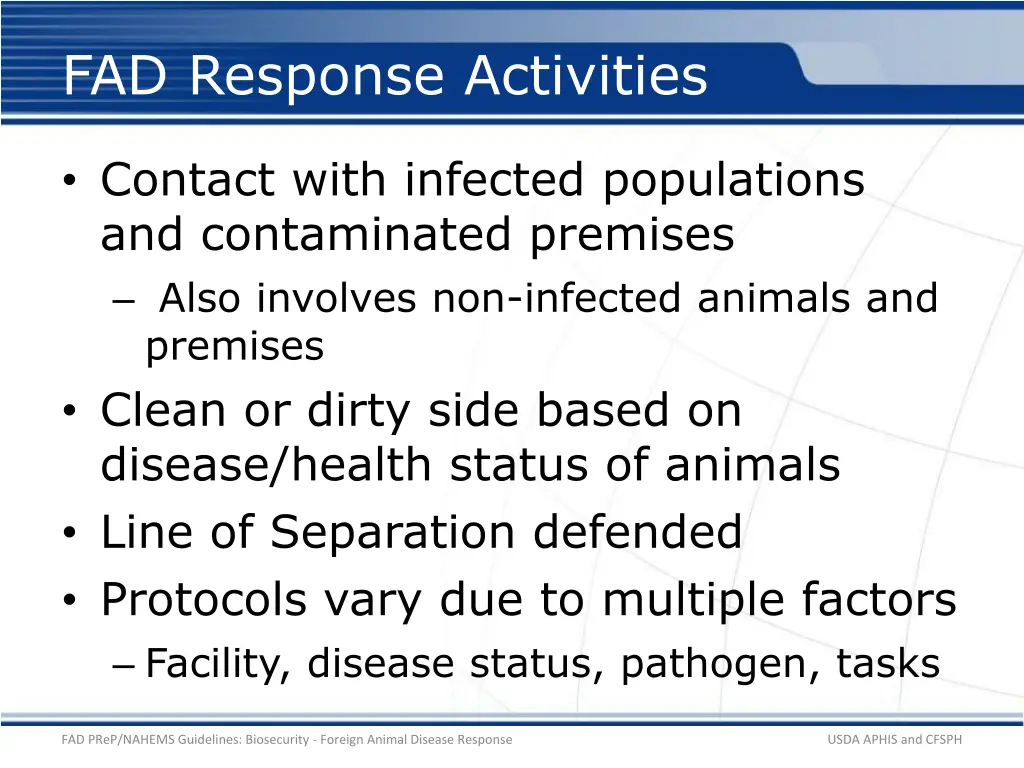 fad response activities