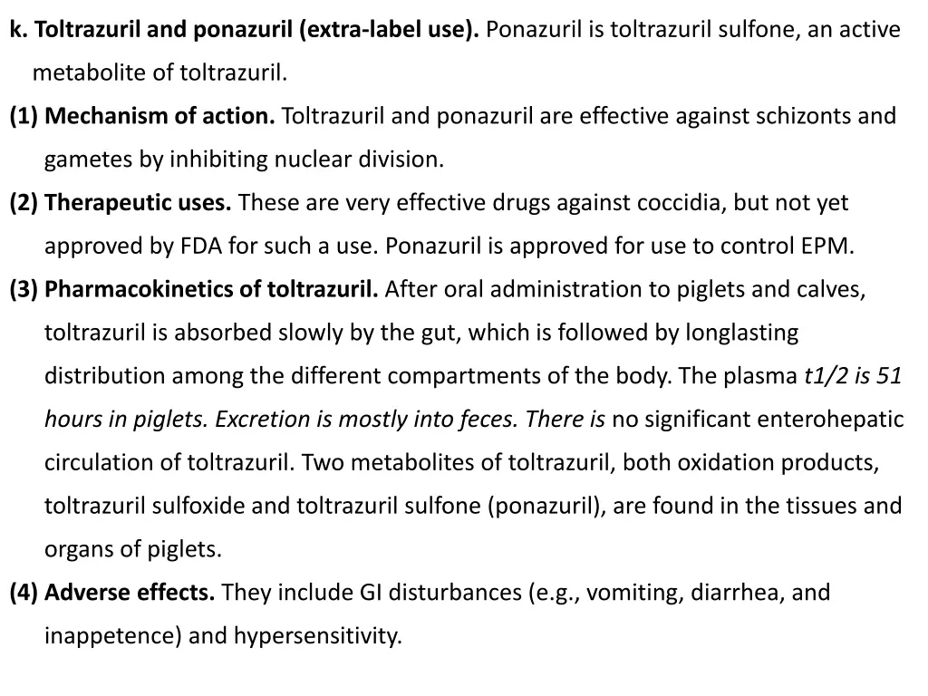 k toltrazuril and ponazuril extra label