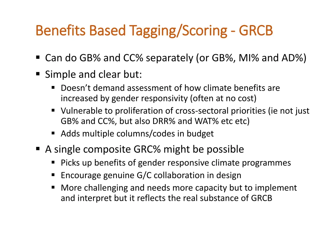 benefits based tagging scoring benefits based 2