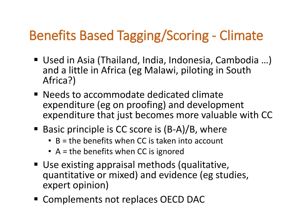 benefits based tagging scoring benefits based