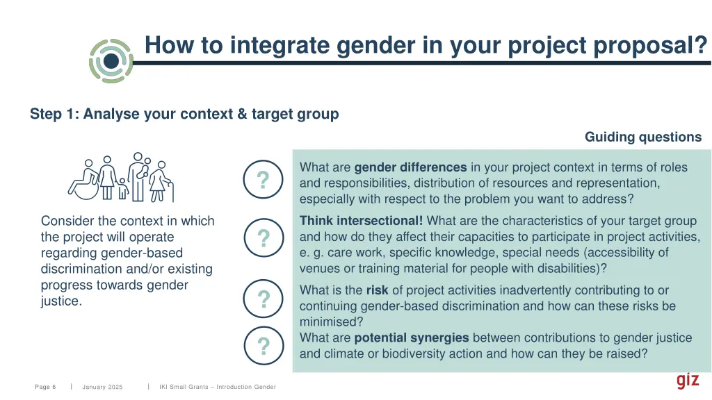 how to integrate gender in your project proposal