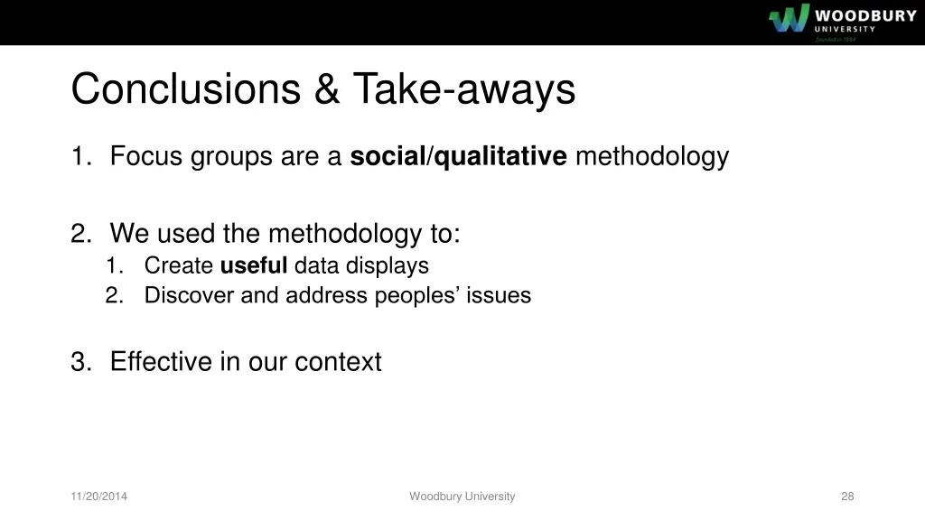 conclusions take aways