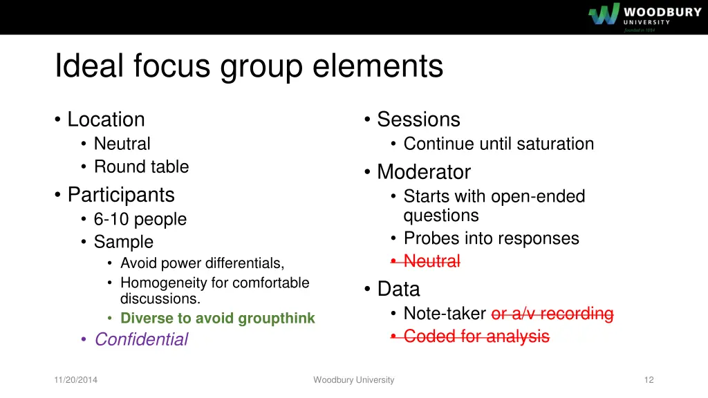 ideal focus group elements