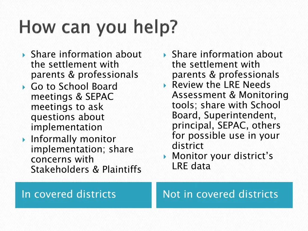 share information about the settlement with