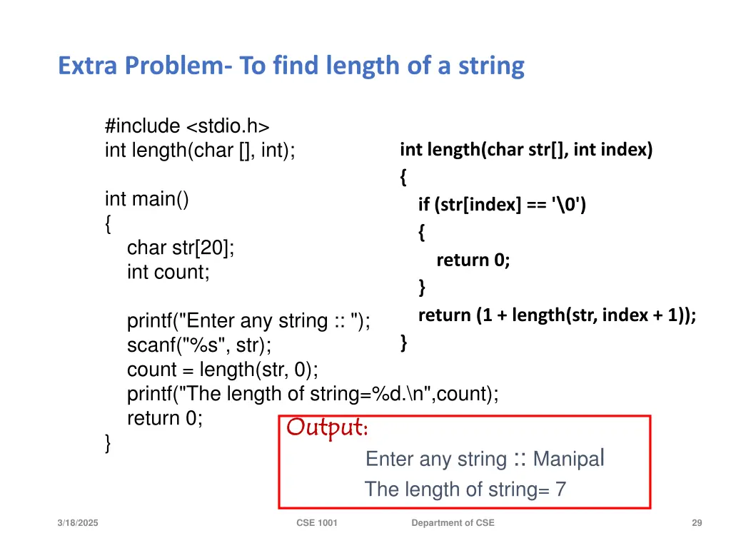 extra problem to find length of a string