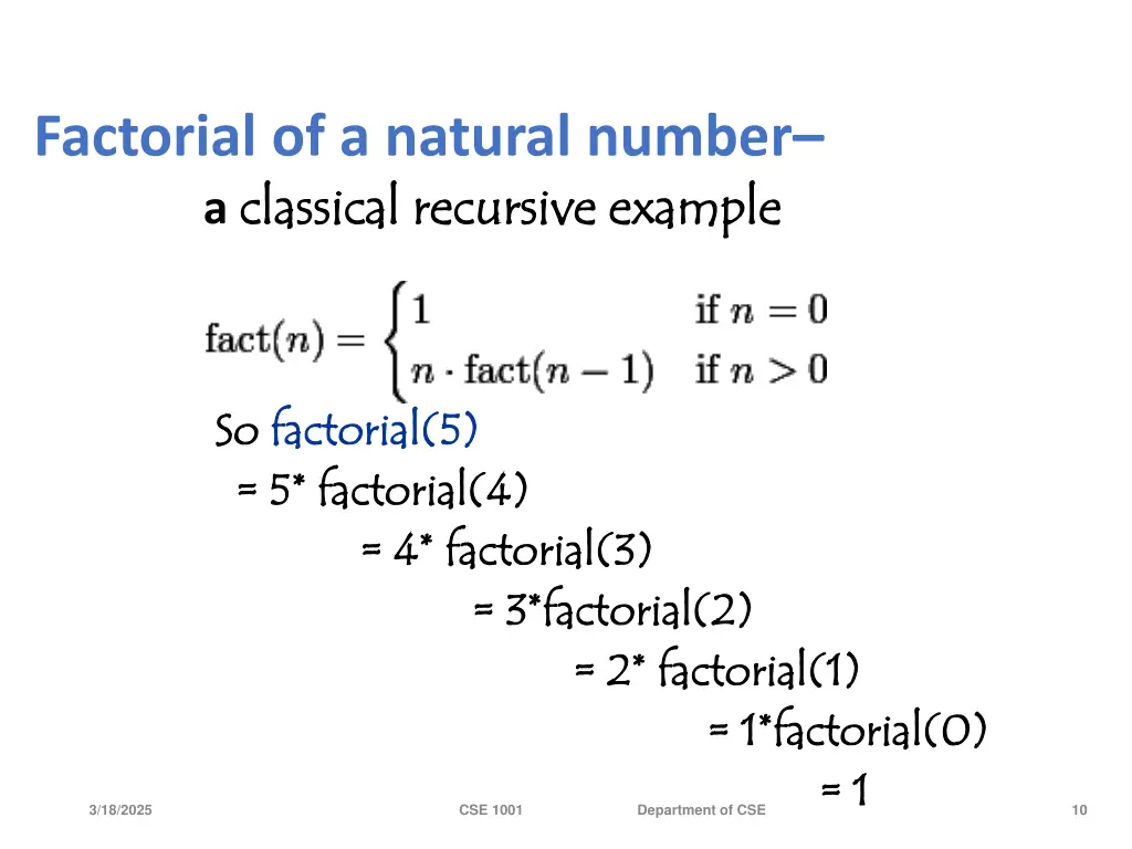 factorial of a natural number a classical
