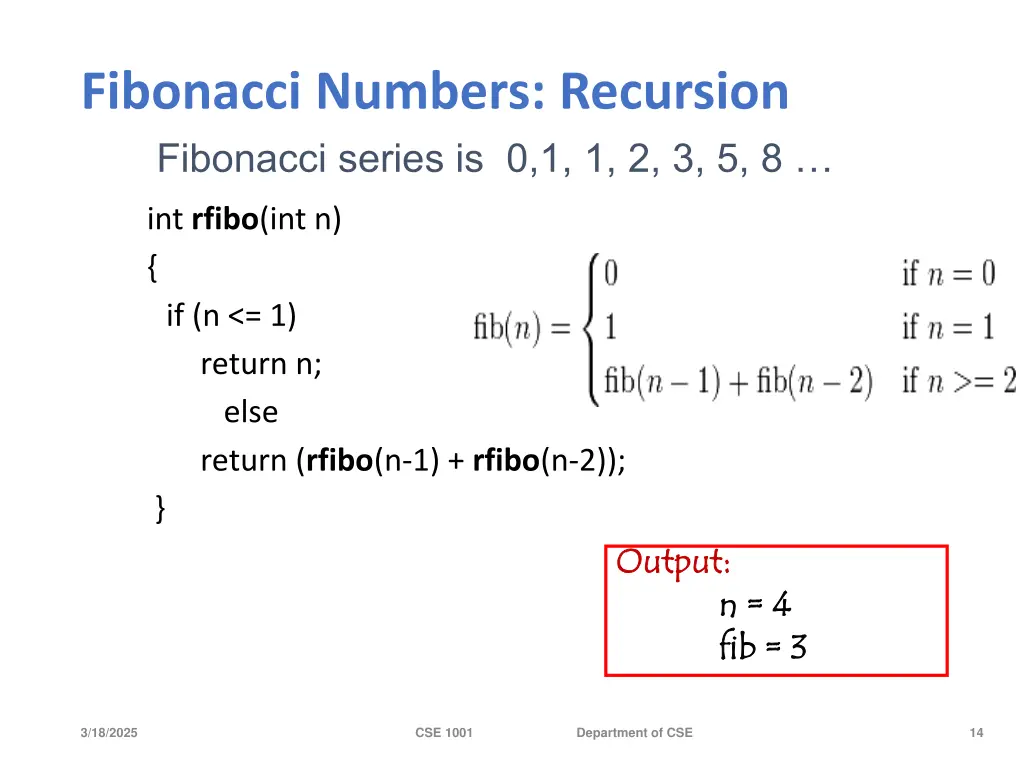 fibonacci numbers recursion fibonacci series