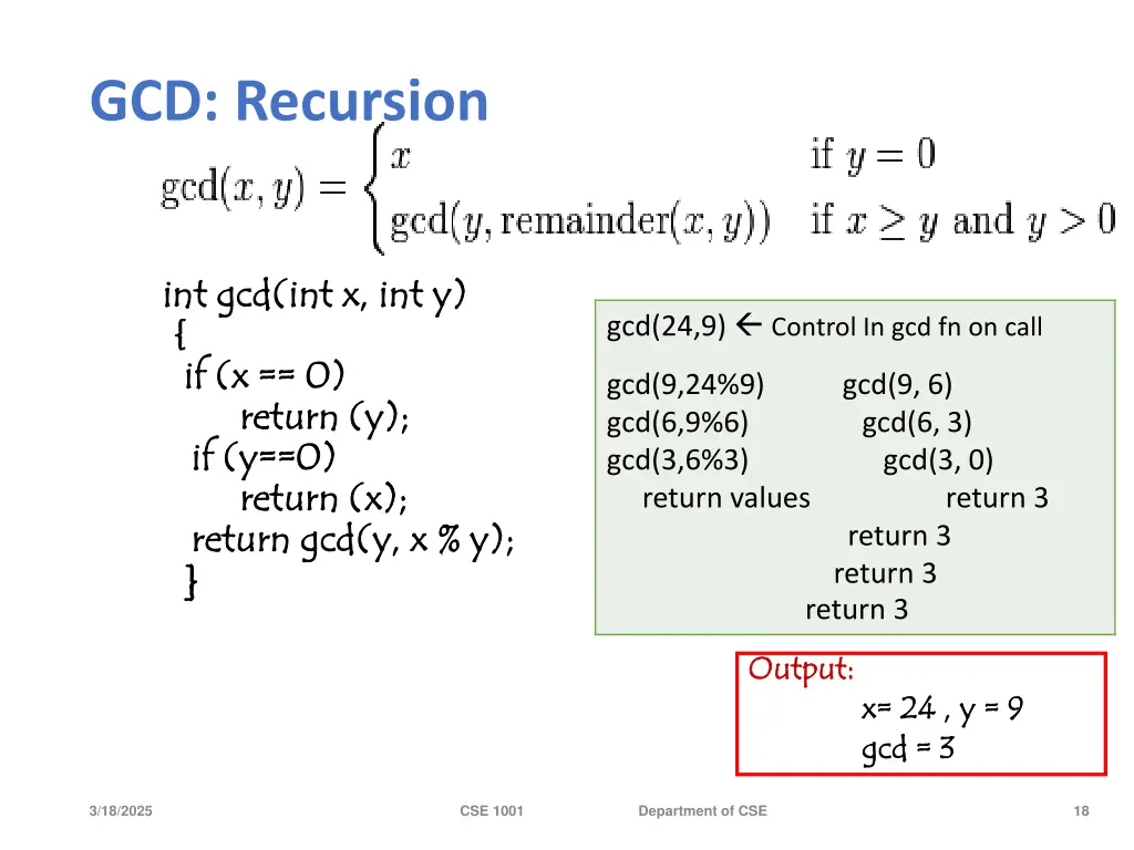 gcd recursion