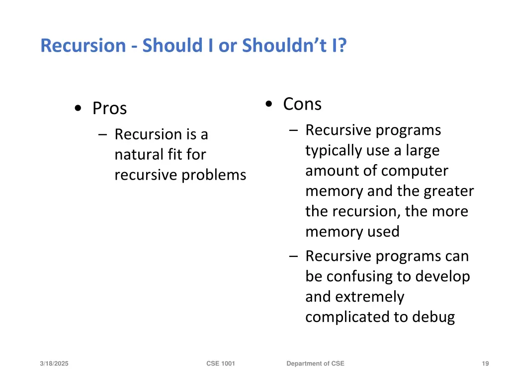 recursion should i or shouldn t i