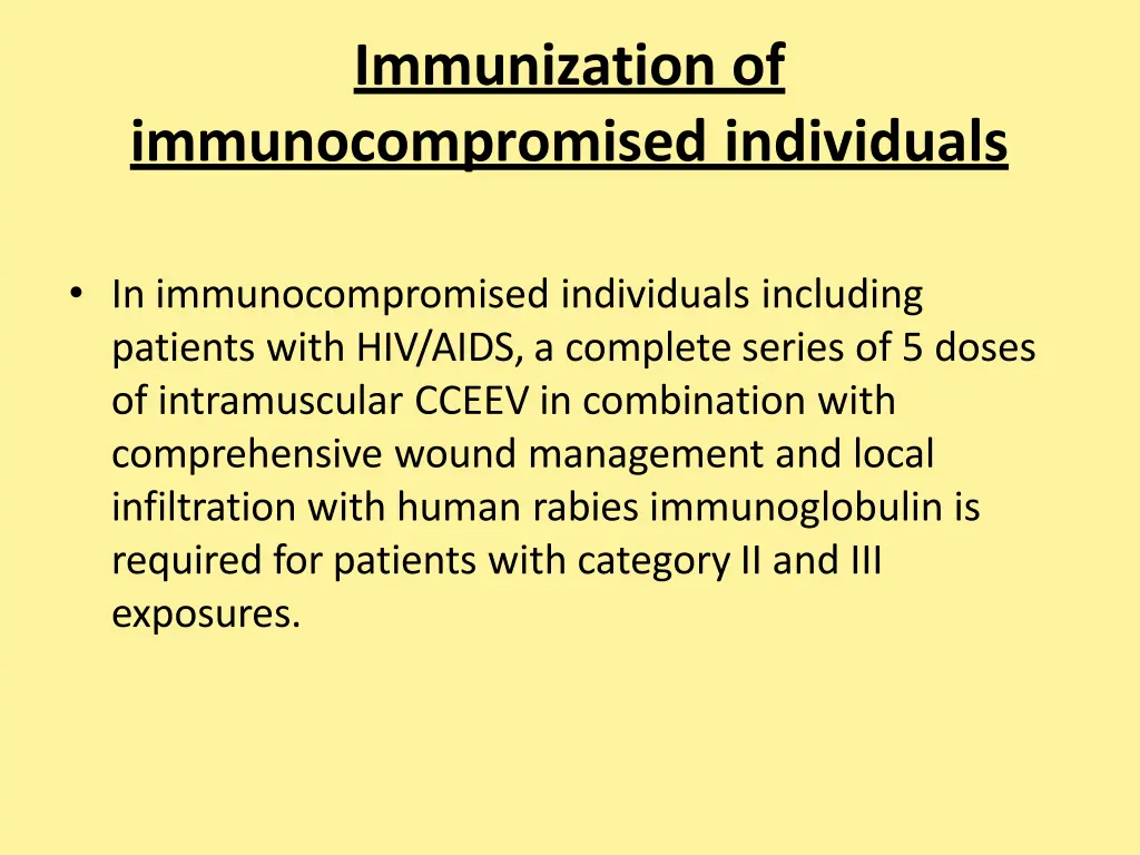 immunization of