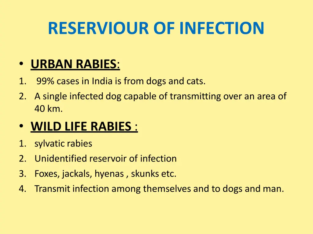 reserviour of infection