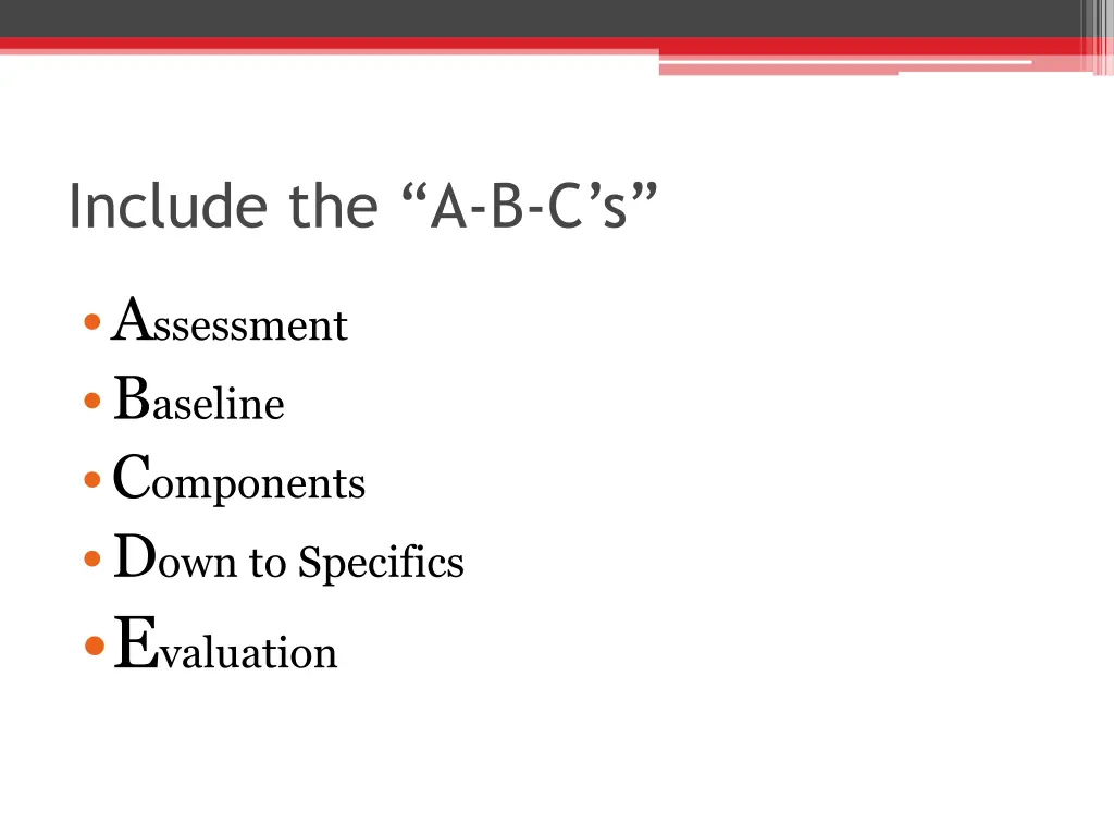 include the a b c s