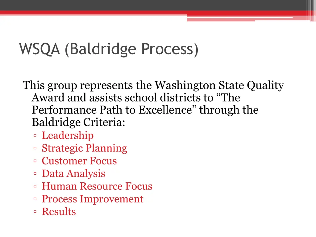 wsqa baldridge process
