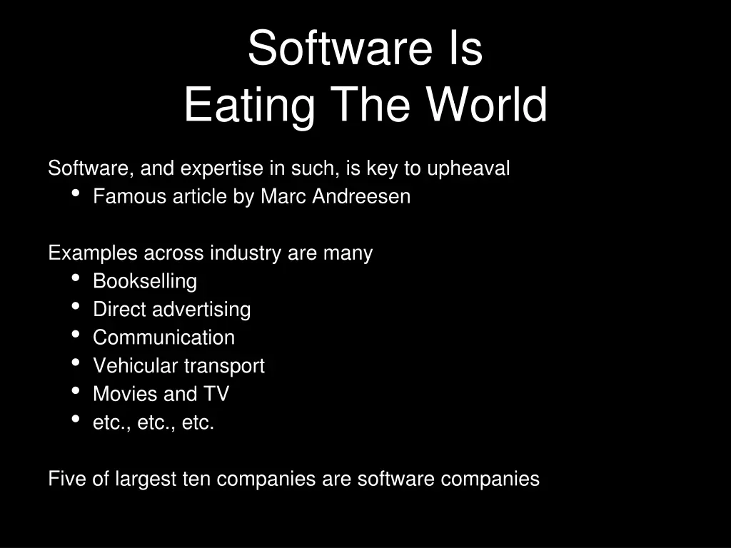 software is eating the world