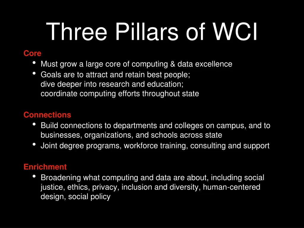three pillars of wci