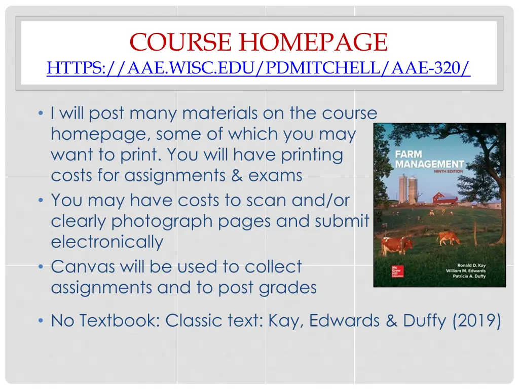 course homepage https aae wisc edu pdmitchell