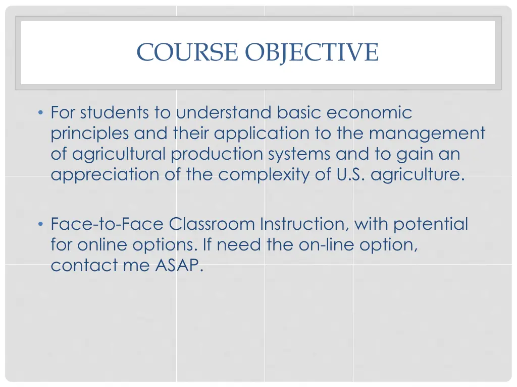 course objective