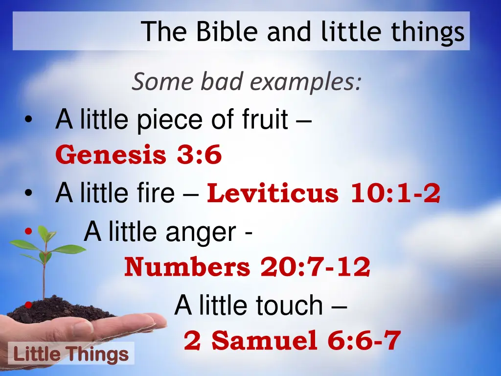 the bible and little things