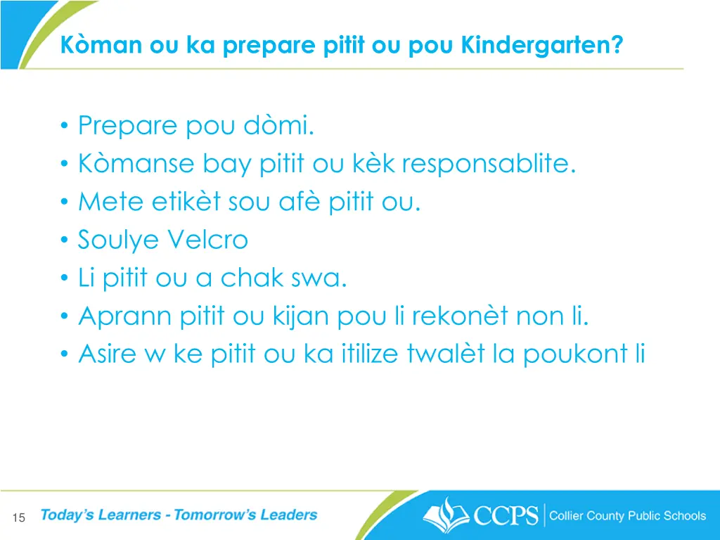 k man ou ka prepare pitit ou pou kindergarten
