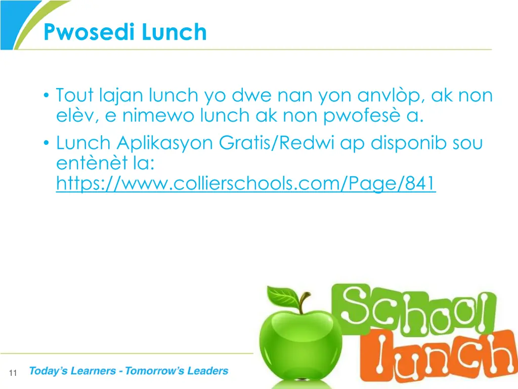 pwosedi lunch