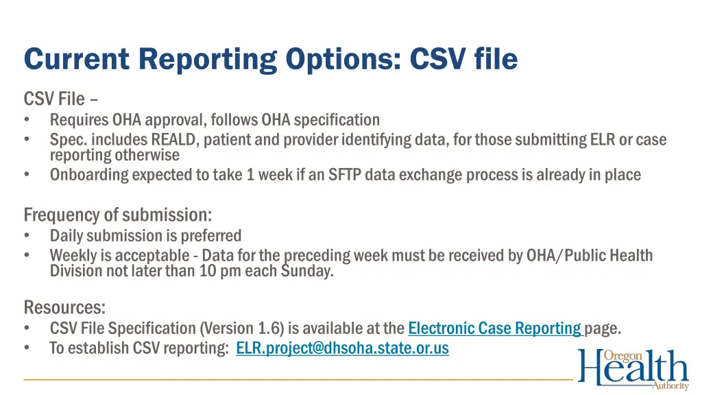current reporting options csv file csv file