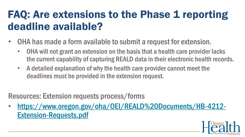 faq are extensions to the phase 1 reporting