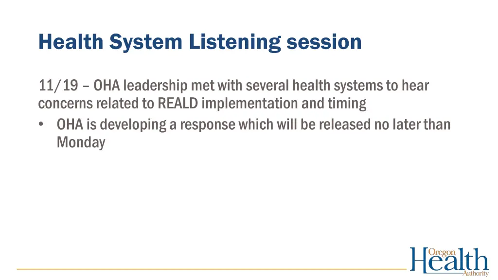 health system listening session
