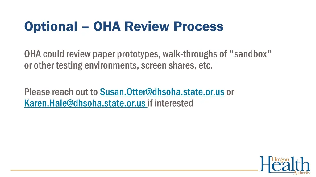 optional oha review process