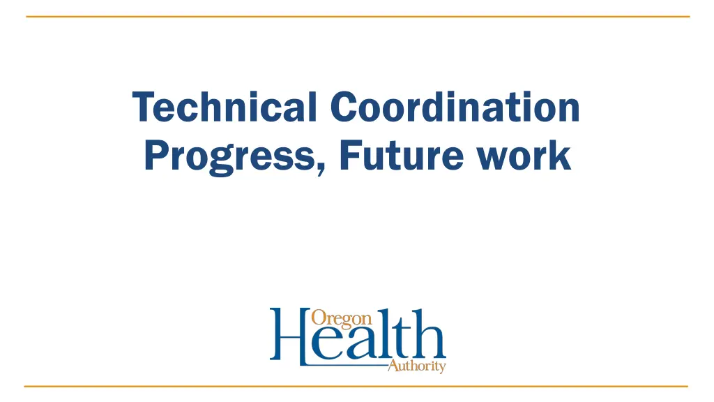technical coordination progress future work