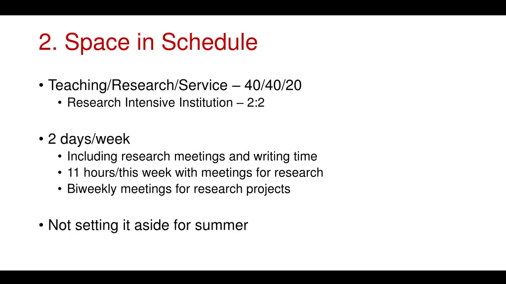 2 space in schedule