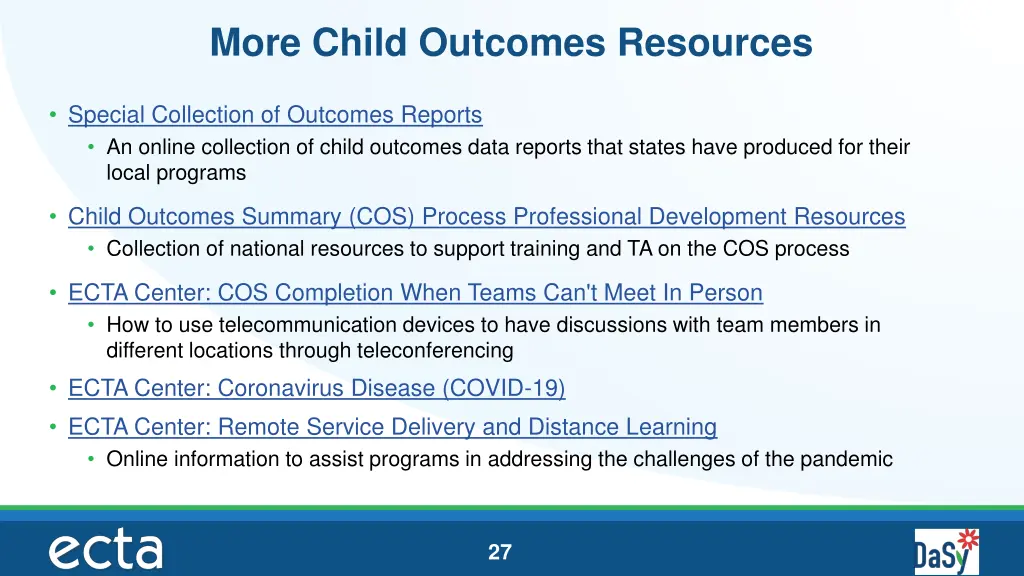 more child outcomes resources