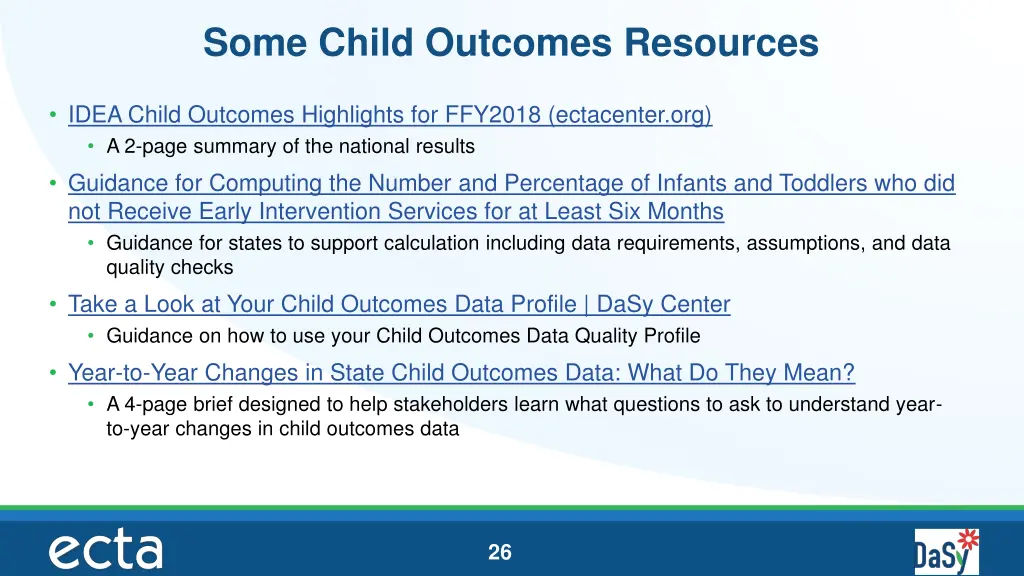 some child outcomes resources