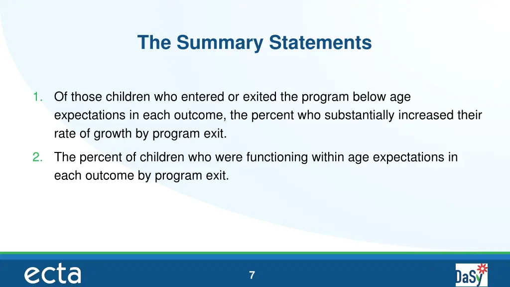the summary statements