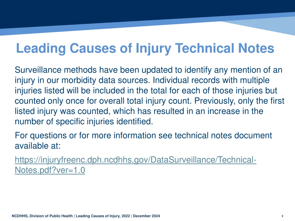 leading causes of injury technical notes