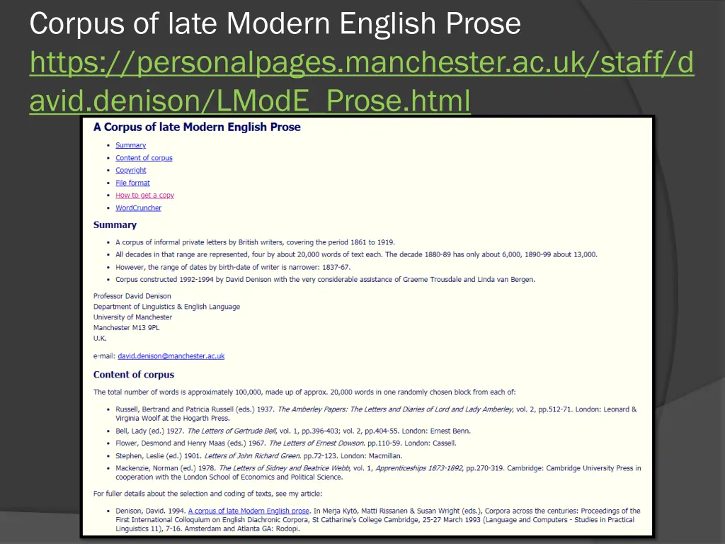 corpus of late modern english prose https