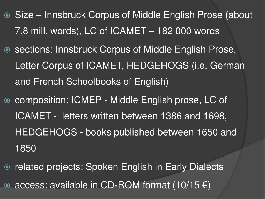 size innsbruck corpus of middle english prose