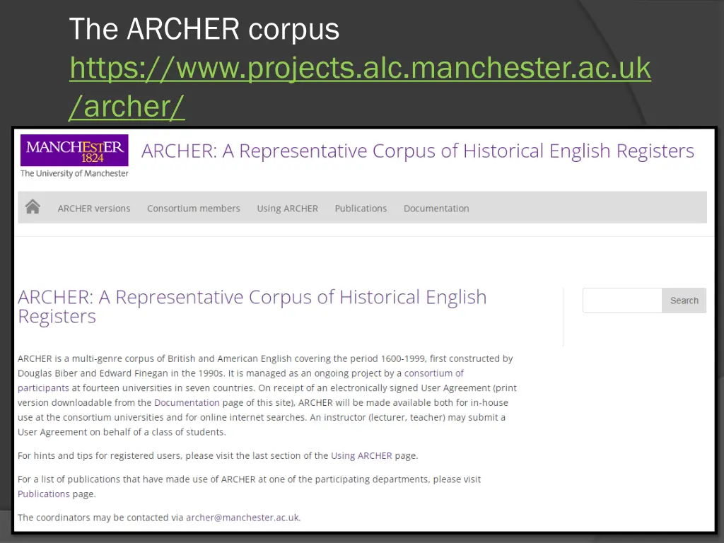 the archer corpus https www projects