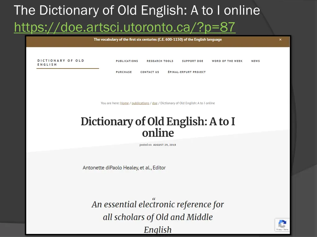 the dictionary of old english a to i online https