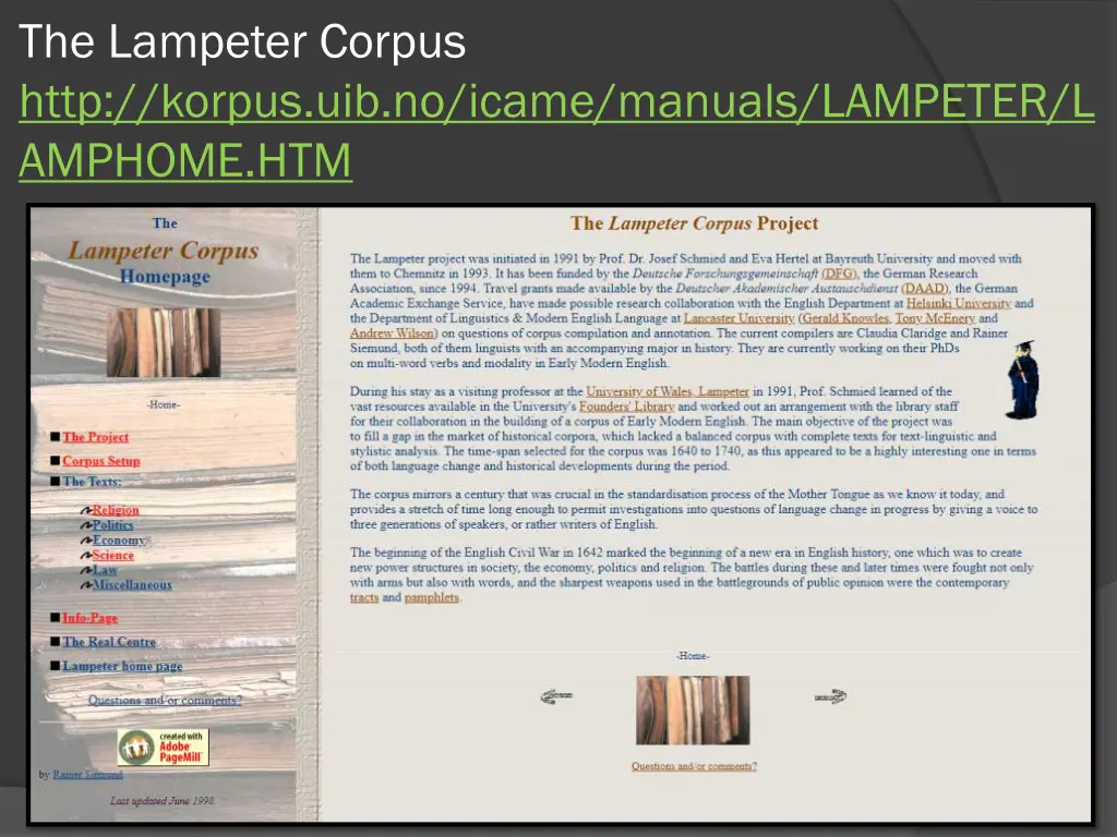 the lampeter corpus http korpus uib no icame