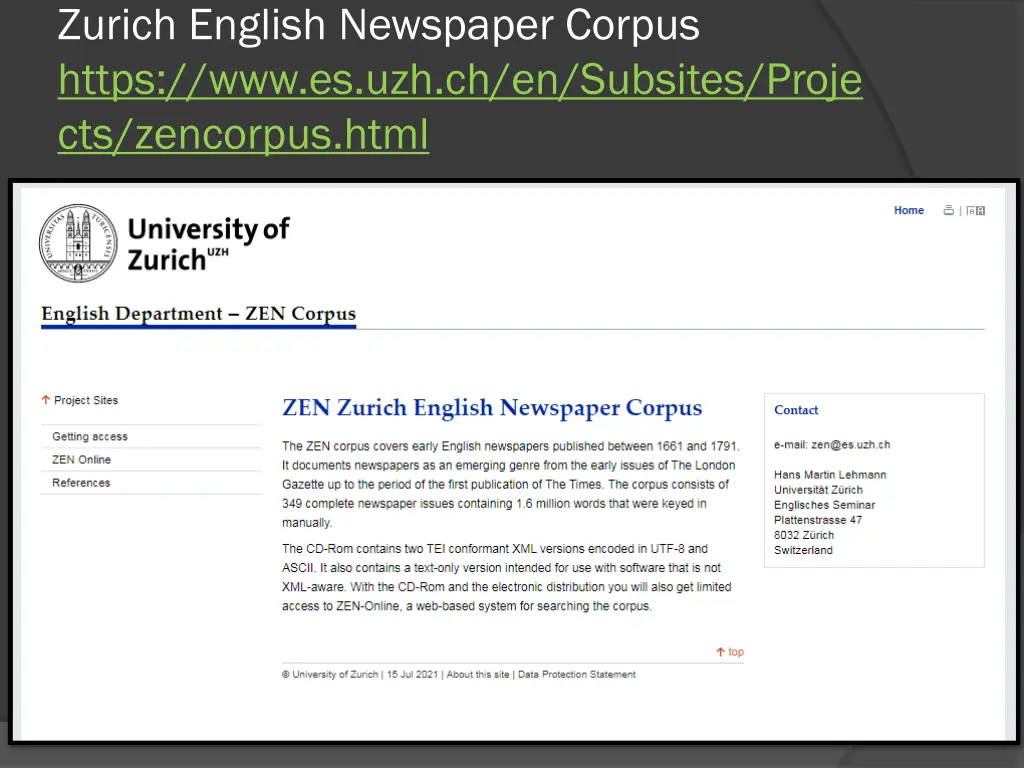 zurich english newspaper corpus https